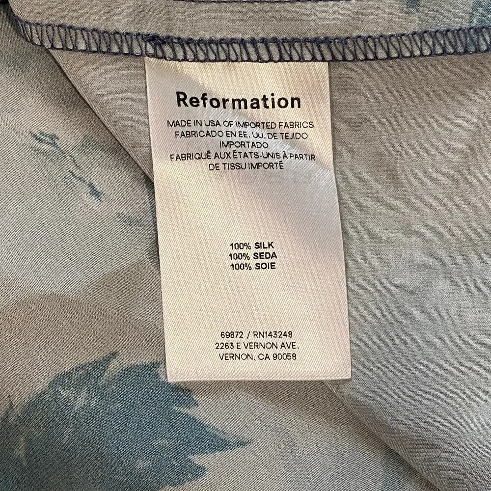 Reformation Frankie Silk Dress Trieste Border - Picture 8 of 12